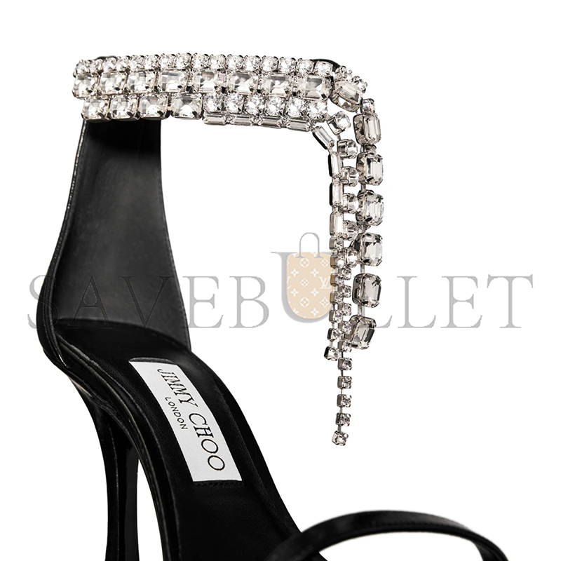 JIMMY CHOO VERITY SANDAL 100 BLACK VINTAGE METALLIC LEATHER SANDALS VERITYSANDAL100BYK